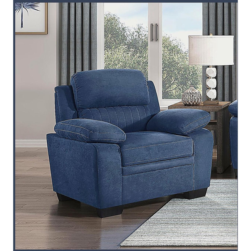 Canapé moelleux en tissu texturé bleu, Bleu