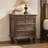 Farmhouse Nightstands Set of 2 with 4 Drawer, Wood Storage End Table with Hidden Pull-Out Shelf, Large Side Table with 4 Solid Wood Feet and Metal Handle,Easy Assembly, Walnut Brown-665701557-665701558