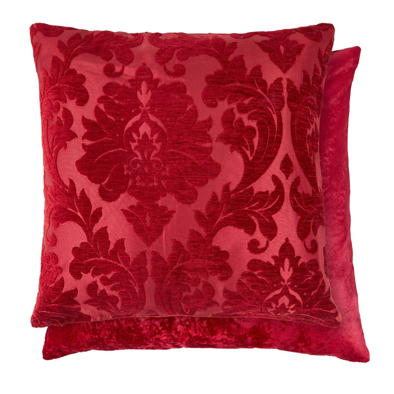 Worrell Damask Square Throw Pillow Cover, Bordeaux