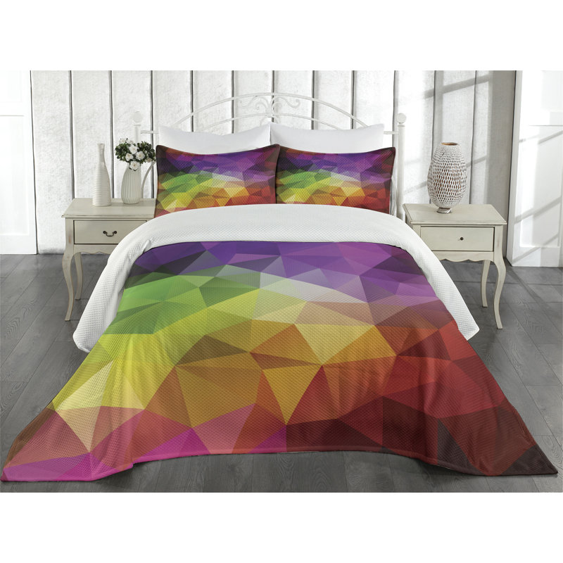 Multicolor Geometric Twin Quilted Bedspread Set