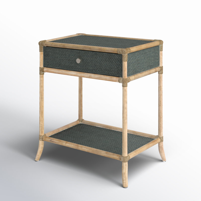 Retreat Pole Rattan Bedside Table, Dune/Blue