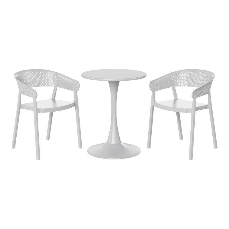 Ensemble repas extérieur 2 personnes, Gris, H 28,5 po x l 23,5 po x P 23,5 po, 2