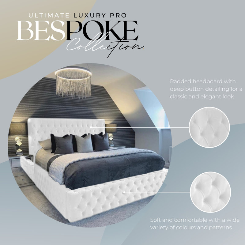 Aliyannah Upholstered Ottoman Storage Bed, Double (4'6), White