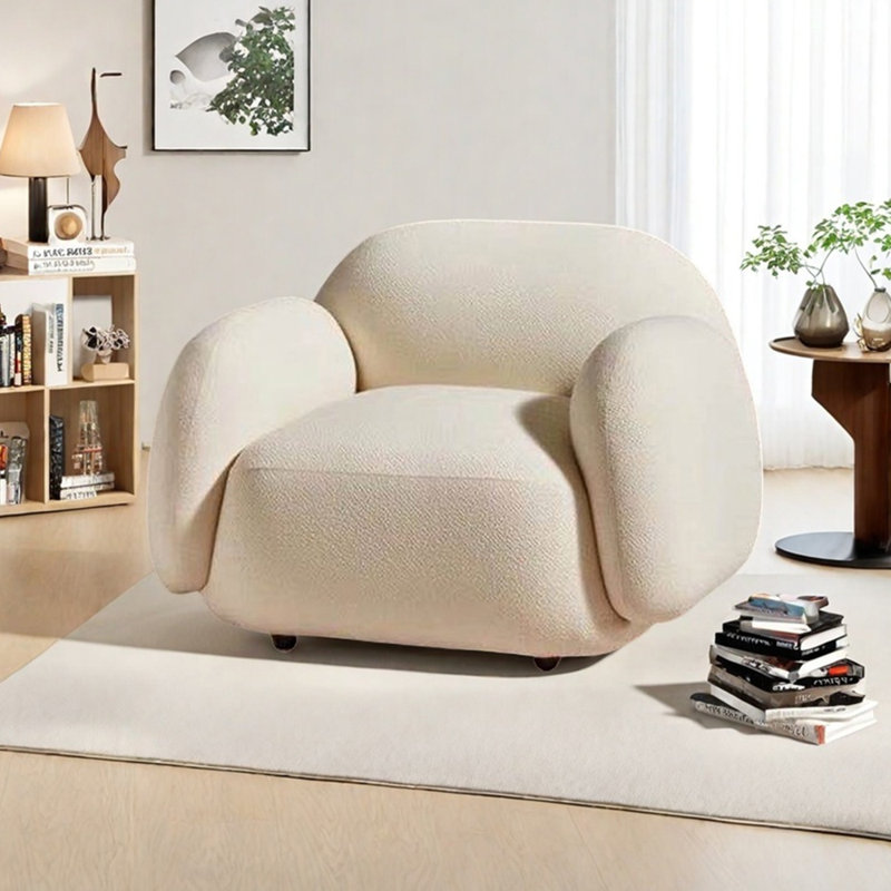 Chaise longue en molleton éponge minimaliste, Sherpa blanc