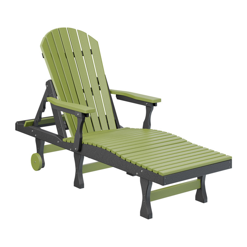 Comfo Back Outdoor Chaise Lounge, Kiwi Green Top/Black Base