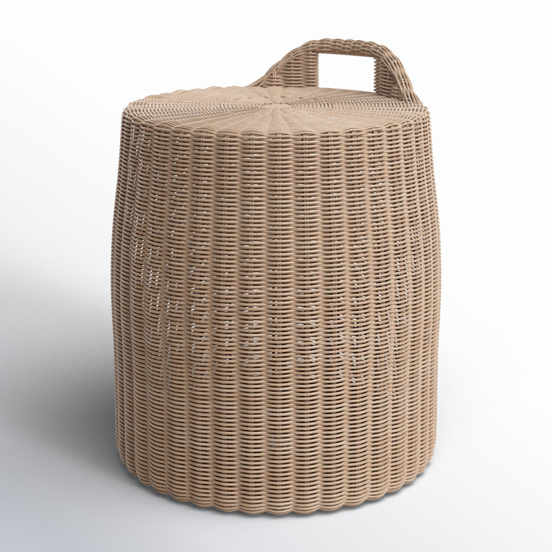 High-Density Polyethylene (HDPE) Wicker Outdoor Ottoman, Brown