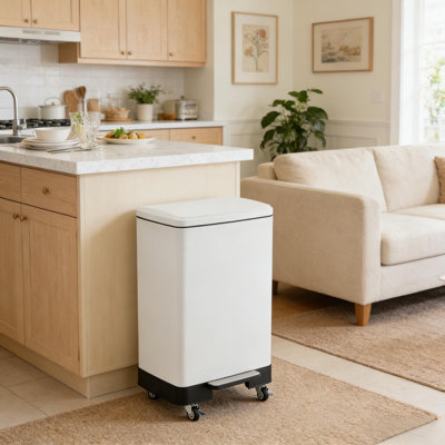 Poubelle de cuisine en acier inoxydable 16 gallons / 60 L avec seau intérieur amovible et roues, pour la maison