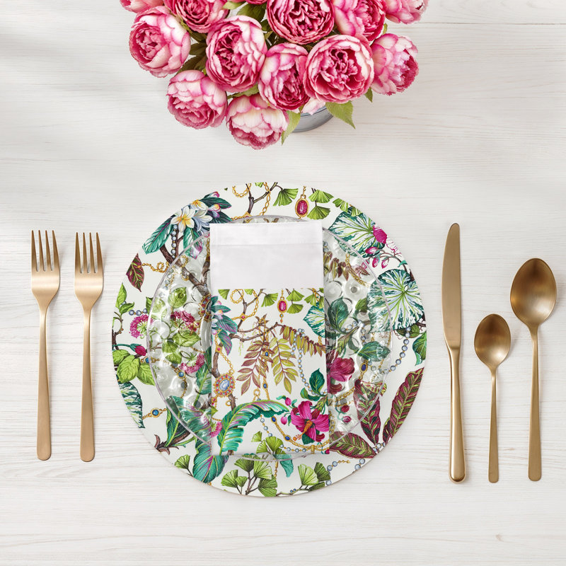Plumeria Cotton Sateen Dinner Napkins, Natural