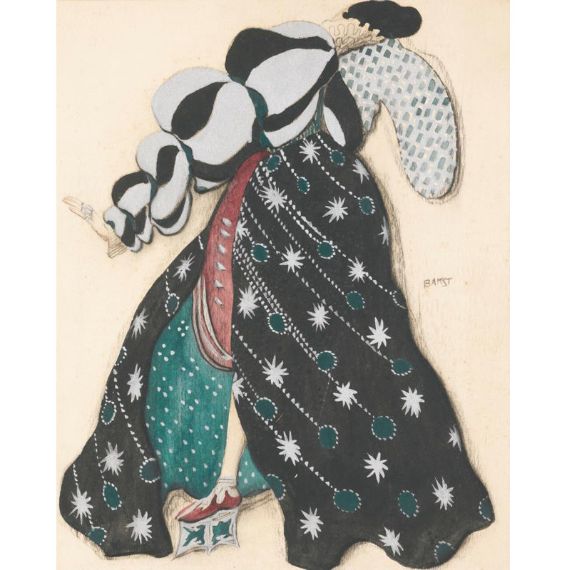 "Costume Design for Potiphar's Wife In the Legend of Joseph" by  Léon Bakst - Gallery Wrap Canvas Wall Art