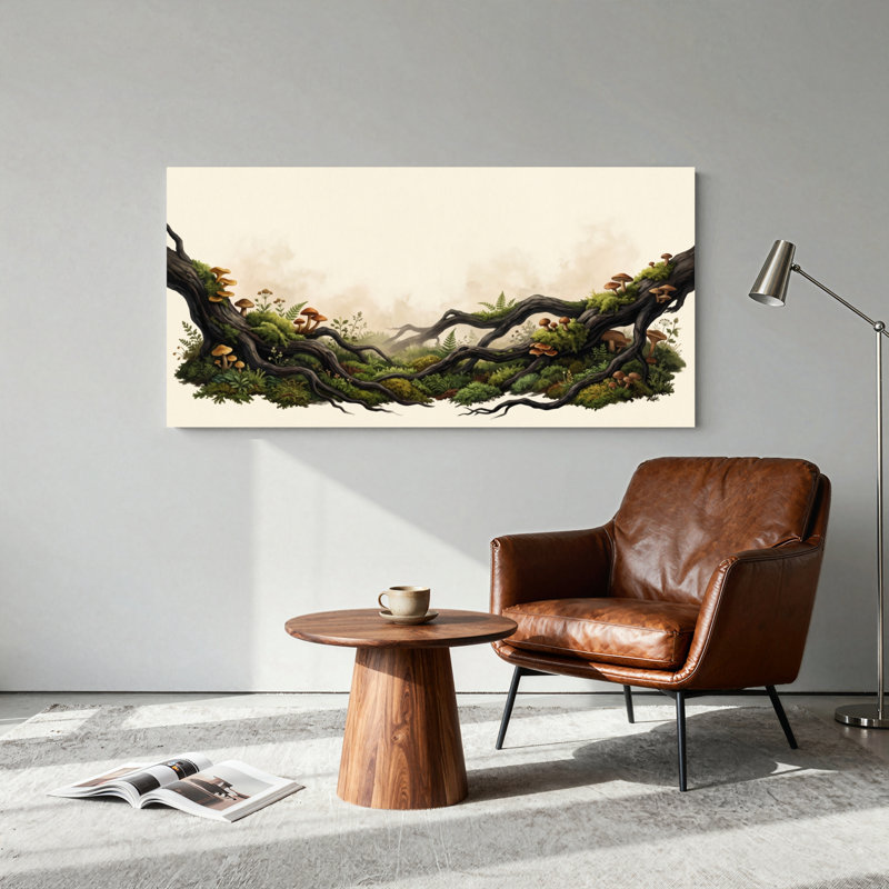 Ensemble de 1 tableau sur toile représentant des branches moussues, 46“W x 24”H, Wrapped Canvas