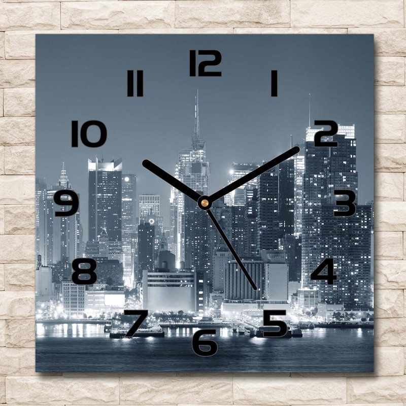 Igenia Glass Wall Clock, Black/Grey