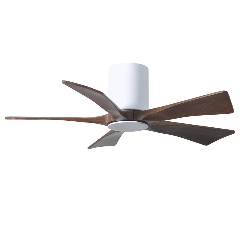Irene Flushmount Light Kit 5 Blade LED Ceiling Fan, Walnut Tone, 42", Gloss White