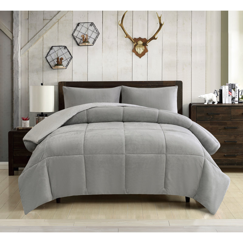 Mountain Ridge Boxed Polyester Box Stitch Comforter, Gray, Full/Double