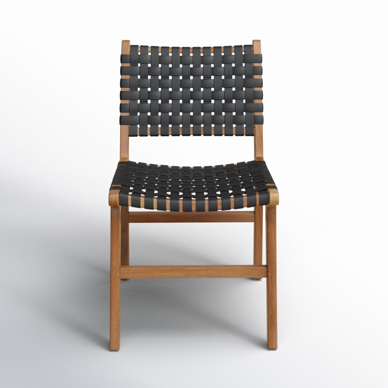 Chaise d'appoint en cuir Lovella Valeria, Cuir noir, Cadre en bois naturel