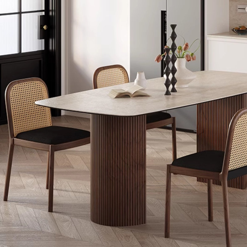 Chaises à dossier rétro en rotin durable tissé rétro