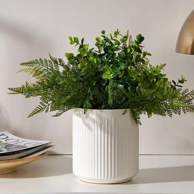 Porte-ustensiles de cuisine, grand pot à ustensiles en céramique stable de 7,2 po pour comptoir de cuisine, porte-ustensiles avec tapis en liège, cloison amovible en bambou pour faciliter la vie, blanc