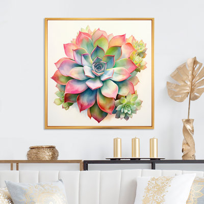 «Blossoming Succulent Tender Retro Blue and Pink I» sur toile