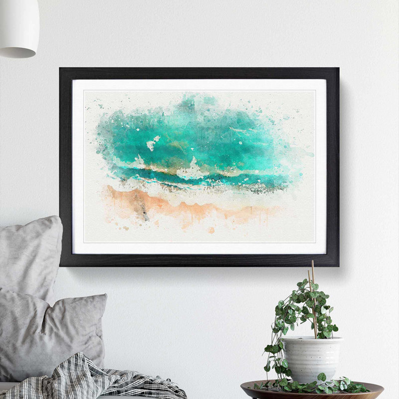 Monterey Beach in California - Picture Frame Graphic Art Print, 62cm H x 87cm W x 2cm D, Black Framed