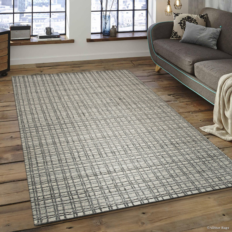 Tapis rectangulaires beige en laine noué à la main élégant et durable, Rectangle 9 pi x 12 pi