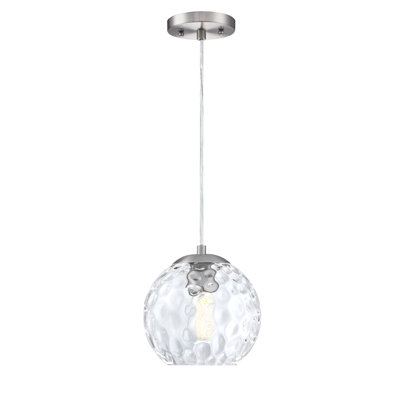 Koontz 1-Light Hammered Glass Globe Single Pendant