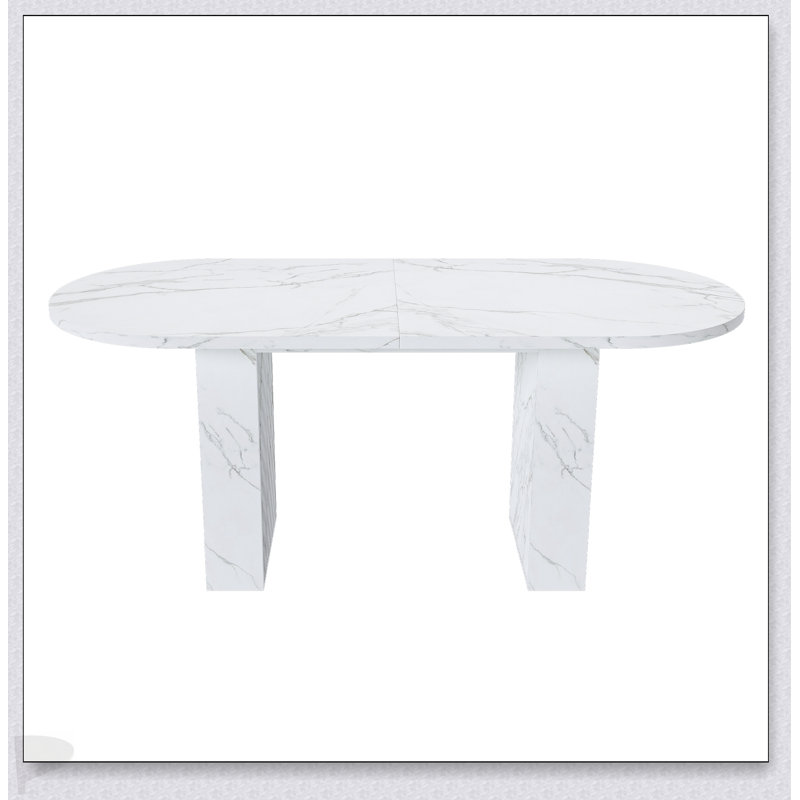 62.9 Inch Oval Dining Table For 6, Top Kitchen Table With  Base, Modern Farmhouse Design, Waterproof And Scratch-Resistant Surface