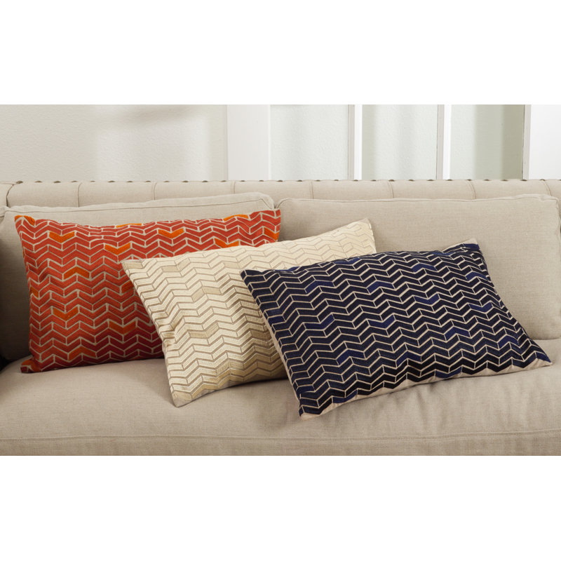 Persimmon Chevron Design Cotton Rectangular Throw Pillow