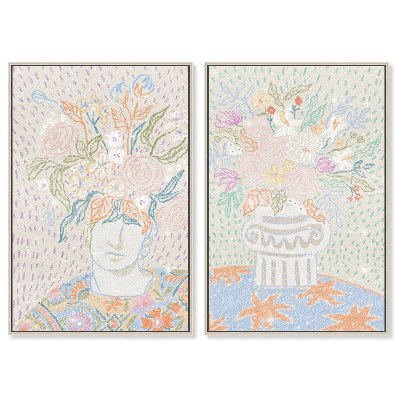 Summer Flourish Set Set by Oliver Gal, 32"H x 22"W, Silver Floater Frame
