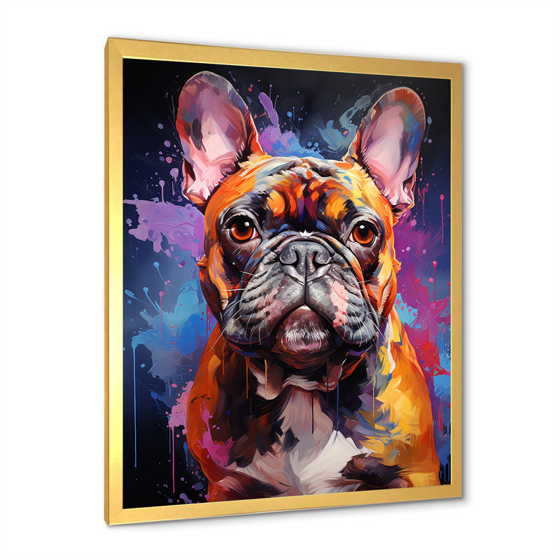 Bulldog Boldness V - reproduction sur toile, H 44 po x l 34 po x P 1,5 po, Cadre doré simple