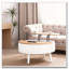 Table basse à plateau relevable 31,5 "avec rangement, base sculptée blanche avec plateau en bois naturel