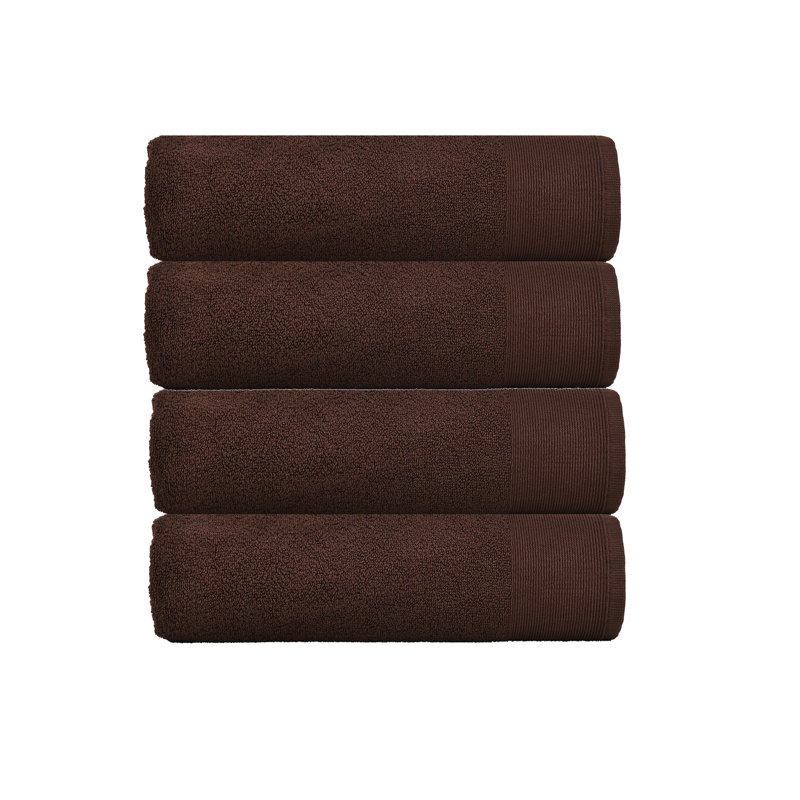 Ensemble de serviettes de bain 100% coton 4 pièces Hardeman, Chocolat
