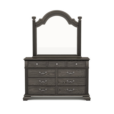 Adames Wood Dresser with Mirror Set