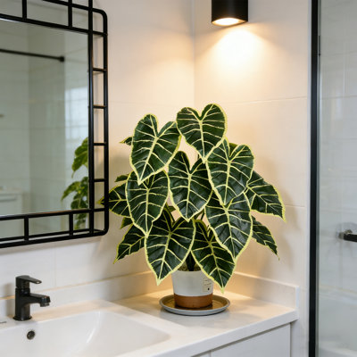 Artificial Plant Tropical Tree, White Flower Pot Artificial Tree, Artificial Tree Home Office Living Room Farmhouse Modern Decorative Tree, No Waterin