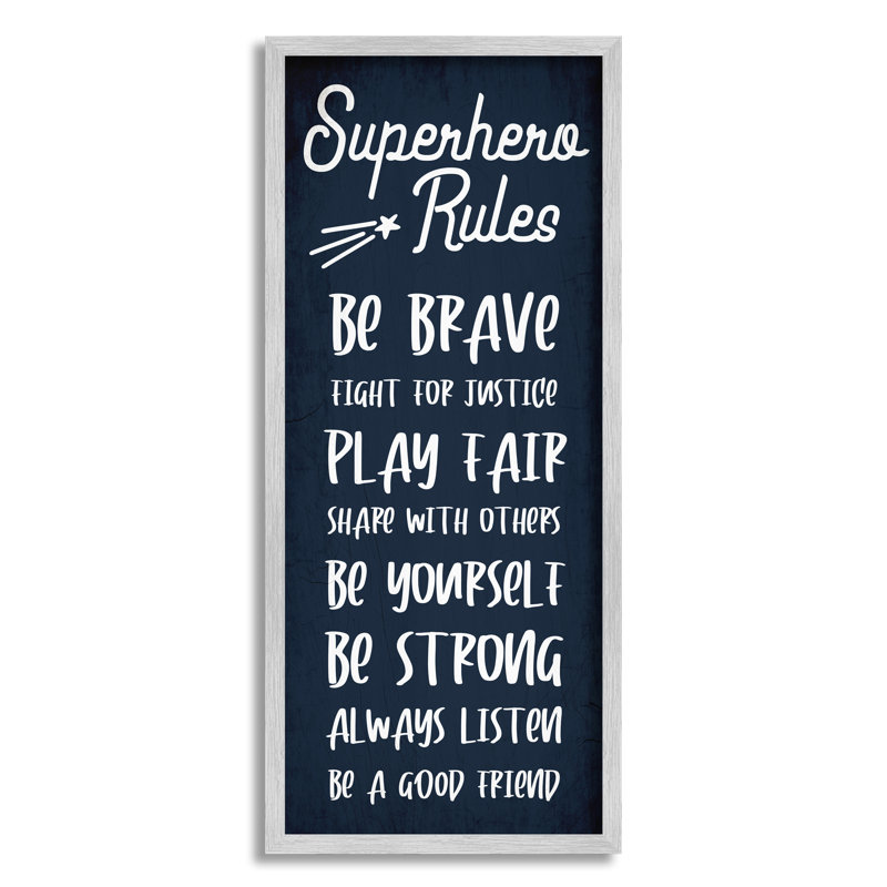 Brave Superhero Rules Kid's Blue, H 24 po x l 10 po, Estampe numérique Farmhouse