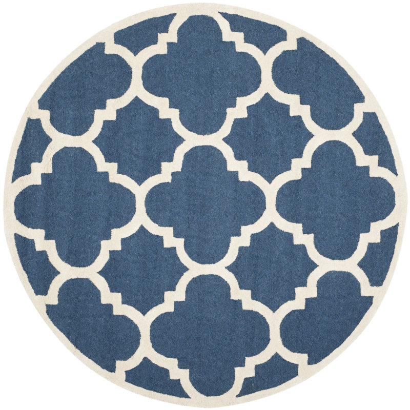 Cannen Hand Tufted Wool Geometric Rug, Round 4'