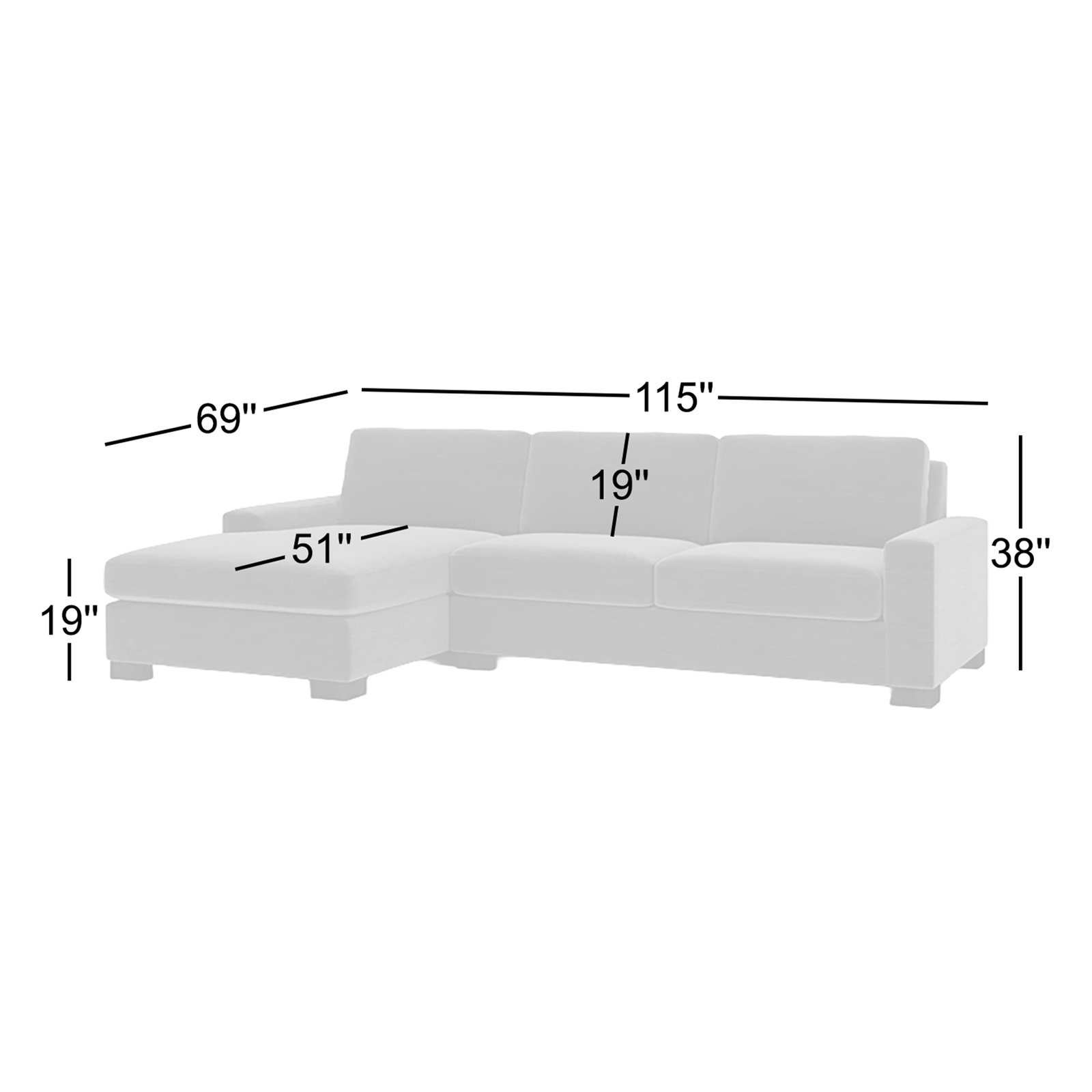 Jonie 115" 2-Piece Upholstered Chaise Sectional, Left Hand Facing, Nave Bark Performance Distressed Velvet