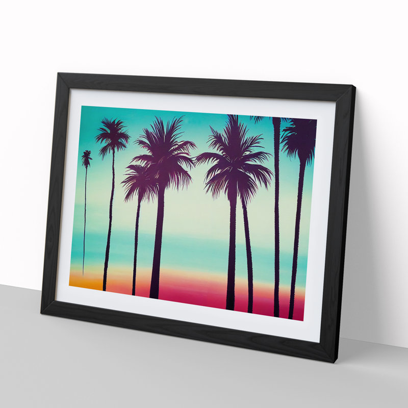 XH1022-6672X Painted Palm Trees Vol.2 1 Piece Single Picture Frame Painting, 46cm H x 64cm W x 2cm D, Black Framed
