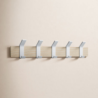 Yamazaki Home Wall-Mounted Coat Hanger, Steel + Wood