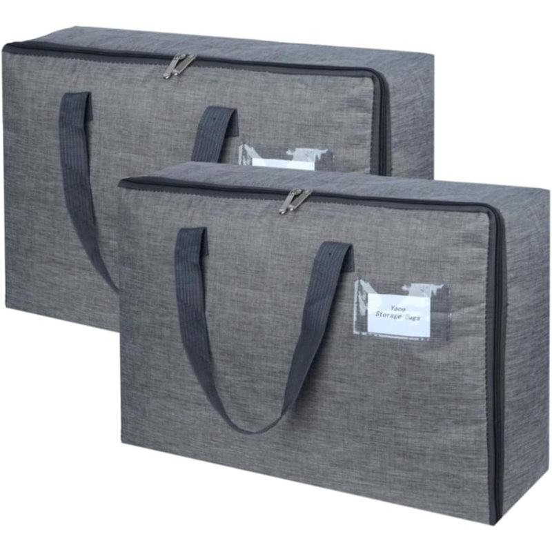 2 Pack Large Moisture-Proof Storage Moving Travel Bag For Comforter Pillow Blanket Quilt Bedding Clothes/Water-Resistant Linen Fabric/Storage Container For Closet Under-Bed