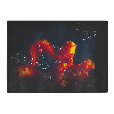 Tempered Glass Red Octopus Chopping Board