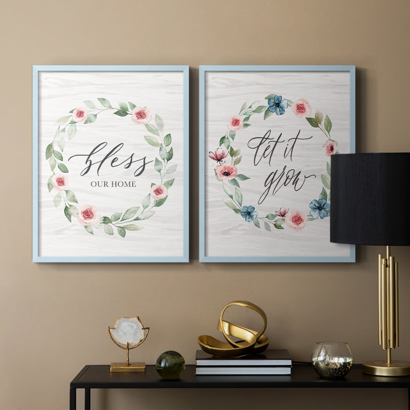 «Bless our home» - reproduction encadrée de qualité supérieure - prête à être accrochée - aucun clou requis - aucun clou requis