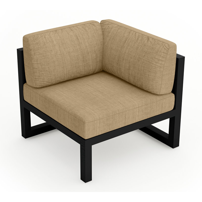 Avion Patio Chair with Sunbrella Cushions, Canvas Heather Beige Sunbrella® Canvas, Black