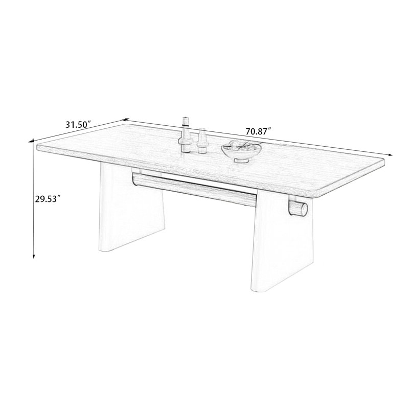 Table de salle à manger rectangulaire, Noir, noir, noir, noir, H 29,53 po x L 70,87 po x l 31,5 po