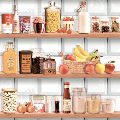 Kitchen Shelf Stories Wallpaper Sample