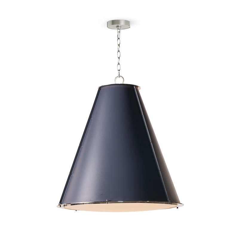 French Maid Chandelier Large, Blue, Polished Nickel
