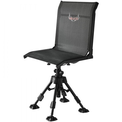 Fauteuil de chasse, pivotant à 360 °, fauteuil roulant portable pliable, siège de tabouret de sol en acier robuste avec pieds pivotants anti-évier, hauteur réglable, capacité de 350 lb pour le camping de pêche