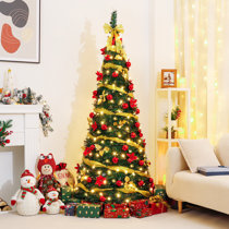 6-6.5Ft Pre Lit Pre Decorated Christmas Tree Pop Up Xmas Tree with  Decorations