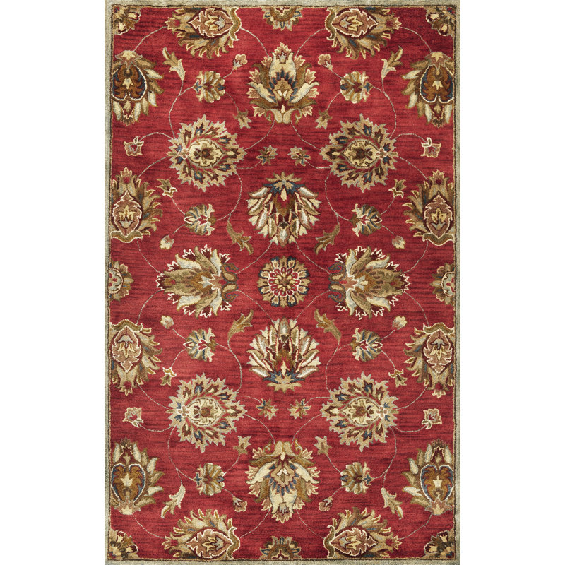 Tapis oriental en laine touffeté à la main Blarwood, Rectangulaire 9 pi x 13 pi, Rouge