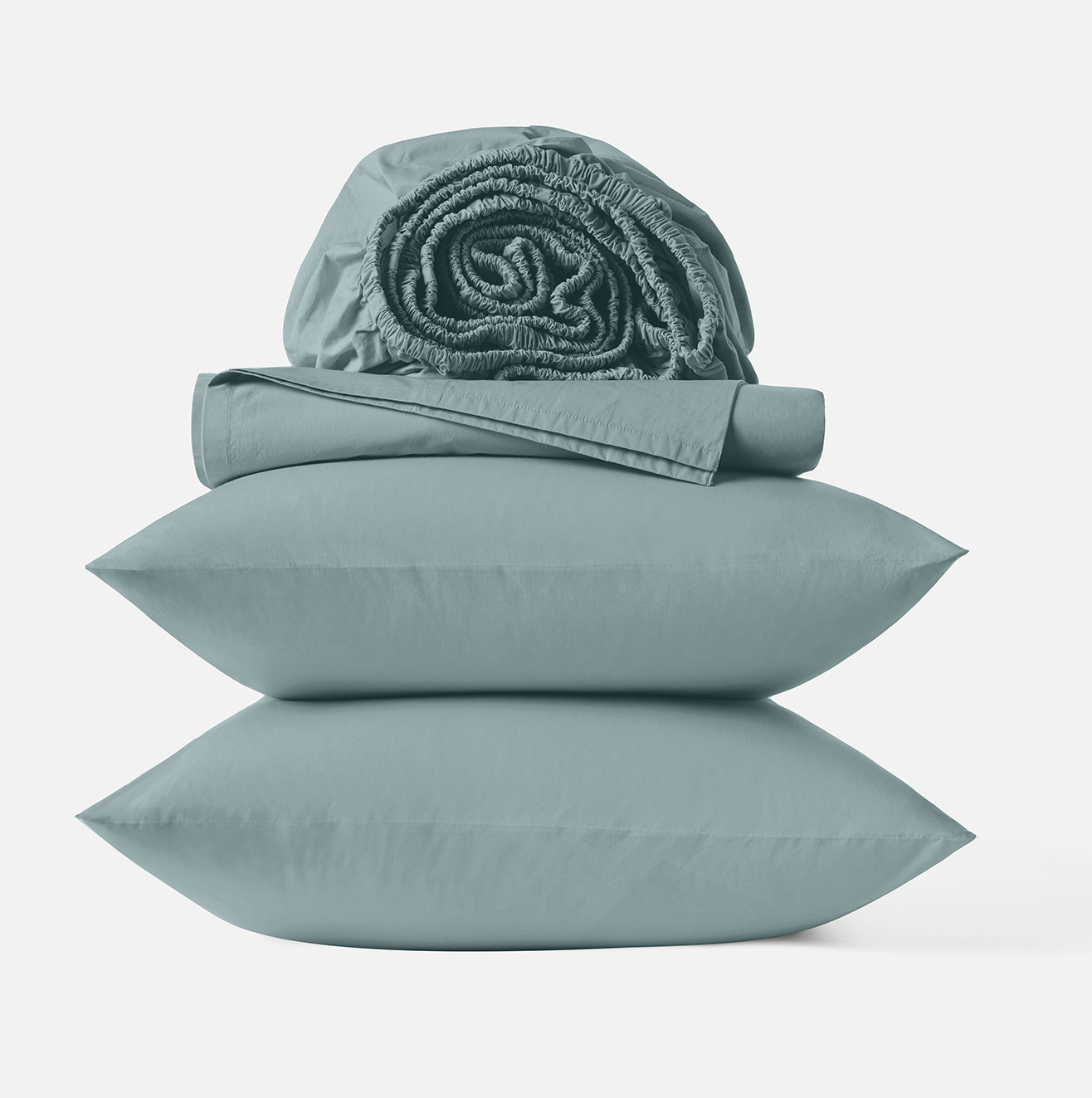 Refined Organic Percale Sheet Set, Full Sheet Set with 2 Pillowcases, Pacific Blue