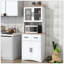 Armoire de cuisine en bois, rangement pour garde-manger, armoire à micro-ondes avec portes et tiroir en verre encadré