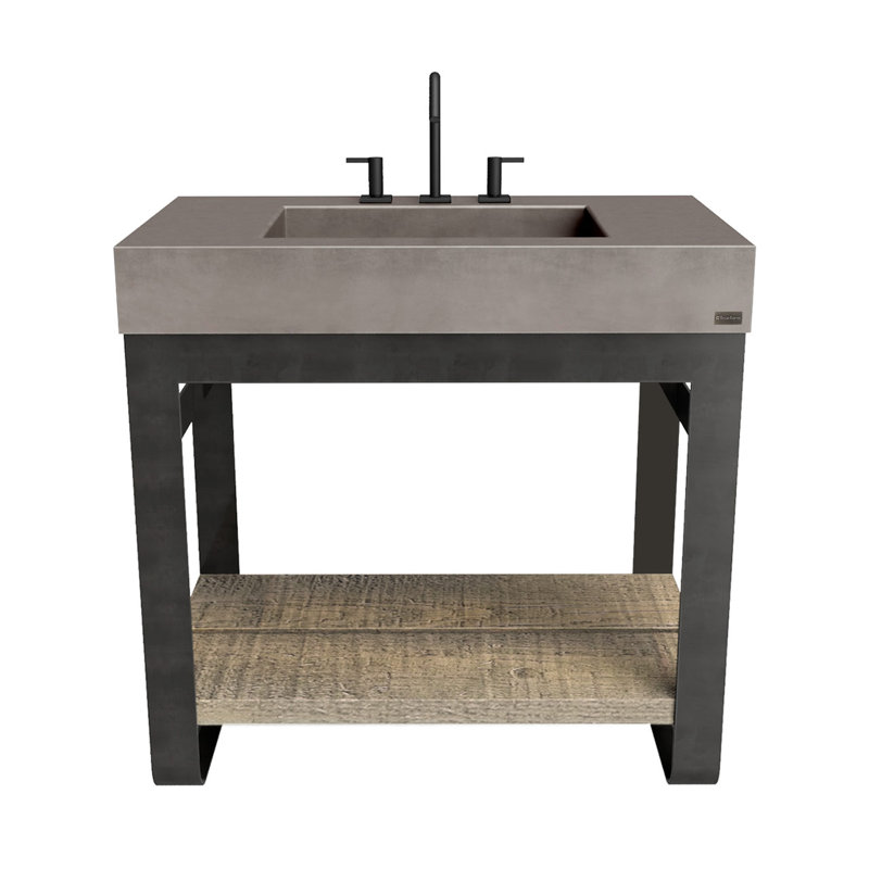 Outland 36'' W Single Vanity, No Holes, Polished Chrome, Pewter